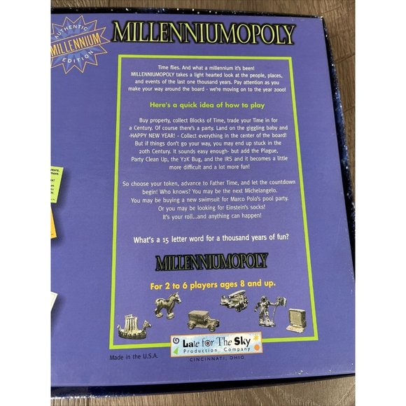 Millenniumopoly Millennium Monopoly Board Game Late for the Sky Complete - Picture 8 of 15